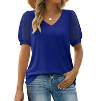 Žene T majice Labavi fit Solid Color V Chiffon kratkih rukava Top ženske majice