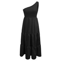 Boemska haljina za žene boho ljeto tiskanje Jedno ramena maxi haljina s rukavima bez rukava