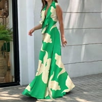 Wiueurtly Women Struk visoke osjete Zeleni duboki V izrez Svjetlo Francuska duga velika ljuljačka haljina