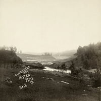 Johnstown Flood, 1889. Pogled na slomljenu branu na južnom viljušku u Johnstown, Pennsylvania, nakon