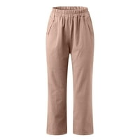 Capri hlače za žene, pamučne posteljine teretna hlače lagane joggers hlače sa elastičnim strukom planinarenje