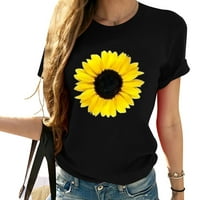 Ženska grafička majica suncokreta - meka i komforna, u svijetu punom ruža, biti suncokret