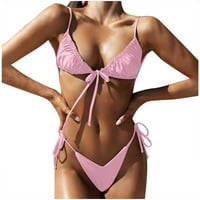 Amlbb Ženski kupaći kostimi Ženski bikini set kupaći kostim dva napunjena Soild kupaćim kupaćim kupaćim