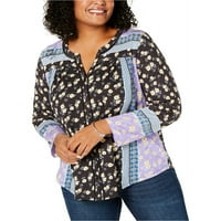Style & Co. Womens Mješovito dugme Down Bluza, razne veličine: 2x patchwork