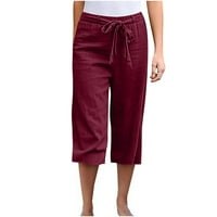 Ženske kratke hlače Plus veličine Ženska ležerna čvrsta boja obrezane pantalone za zavojnice Elastični