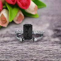Carat smaragdni rez 10k bijeli zlatni Black Diamond Moissite Angažman prstena za brisanje, Obećaj prsten,