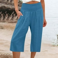 Ženske hlače ispod $ ženske hlače sa širokim nogama visokih struka pravne hlače casual pantalone plave