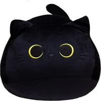 Crna mačka plišana igračka jastuk, 3D slatke mačke pliša, crna mačka punjena životinjska jastuk za životinje