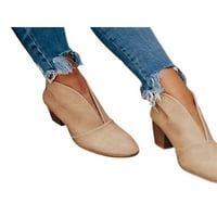 Daeful Dame čizme za gležanj V-CELT HAPEED peta čizme na pokretanju Rad Udobnost Lagana šiljasti cipele
