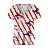 V izrez majica za žene 4. jula Patriotska majica mama poklon tees ljetni slatki kratki rukav tops s,