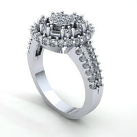 1.5ct okrugli nisu poboljšane dame Bridal halo godišnjica angažmana prstena od punog 10k ruža, bijela