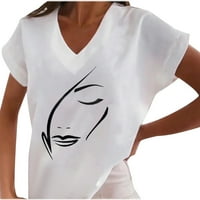 Ženski vrhovi Ljetni modni vrhovi tiskane kratkih rukava s majicama labave casual v vrat bluze
