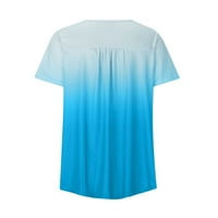 Bacc ženski vrhovi žene plus veličine gradijent tiskani V izrez kratkih rukava T majice dugme pulover