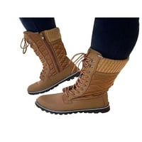 Colisha ženske cipele ravne zimske čizme čipke up usred teleta čizme rade casual boine patentni zatvarač