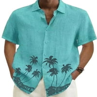 Muškarci Ljetni košulje dolje bluza rever vrat majica Muški komfej plaža Plaža plava 2xl