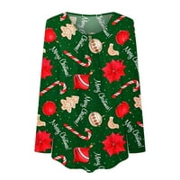 Božićne majice s dugim rukavima za žene smiješne grafičke dukseve casual crewneck labavi tunički vrhovi