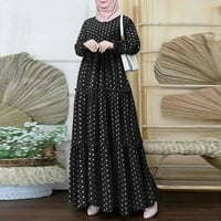 Ženska muslimanska maxi haljina Bohemian Polka točkica ispisana ruffle rogirana duga haljina Ležerne