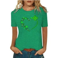 Ženski bluze Ženska majica kratkih rukava O-izrez otisnuta TOP St. Patrick's Wine XL