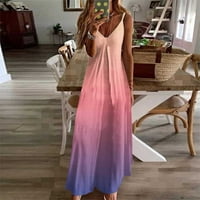 Kakina s Ljeto Ženska haljina za čišćenje Ženska modna casual ljetni džep bez rukava bez rukava s V-izrezom