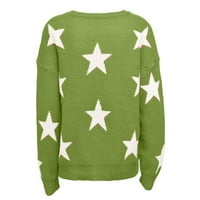 Ženski pleteni pulover Dukseri padaju i zimski rukav o vratu poliesterski modni pulover džempere zeleni
