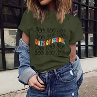 Ženske vrhove Dressy casual majice za žene grafički posad kratki rukav Happy 100th of School Multi color