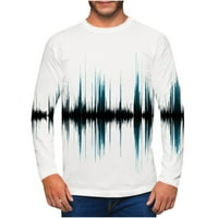 Muški casual pad majica Big i visoki obični fit 3D eletrični val uzorak grafički pulover vrhove labavog