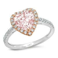 2.27ct Heart rez ružičasti simulirani dijamant 18k TONOD Gold Anniverment HALO prsten veličine 6.25