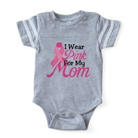 Cafepress - nosim ružičastu za mamu - slatka nogometna bodić za bebe