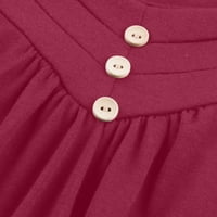 Ženska casual solid corset tipka za sitnicu SPLICE bez rukava bez rukava A-line listovna haljina, crvena, l