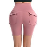 Booker Žene Modne čvrste pantske gameske hlače Slim kratke hlače High struk Teretane hlače
