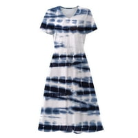 FOPP Prodavač Ženska ljetna casual modni pružni gradijent Ispis kratkih rukava V-izrez Swing haljina