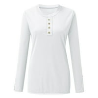 Adviicd bluza s dugim rukavima Ženska boja blok u boji kratki rukav Ležerne ljetna majica bijela m