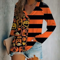 Homchy pulover Top Ženska majica s dugim rukavima V-izrez Print Casual Top
