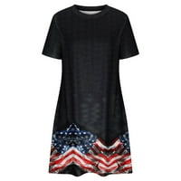 Qolati žene 4. srpnja Mini haljine Ljeto casual majica kratkih rukava A-line haljina američka zastava