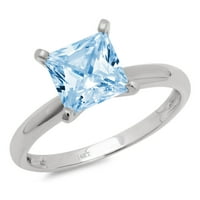 1.5ct princeza rez plavi simulirani dijamant 18k bijelo zlato graviranje godišnjice Angažovanje vjenčanog