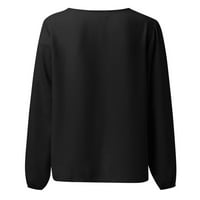 Majice za ženske modne vrhove labave šifonske košulje Temperamente Solid Boja V-izrez dugih rukava košulja