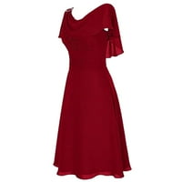 Haljine za žene Ljeto Čvrsto čamac vrat kratkih rukava večernja haljina kratke šifonske haljine crvene