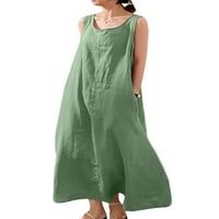 Worcnote Women Maxi haljine Duga haljina bez rukava Crta letnje plaže Sunderss Holiday Sexy Solid Boja