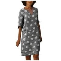 SIMPLMASYGENI WOMENS Ljetne haljine odobrenje moda Žene Retro Print V-izrez Kratki rukav Comfy casual