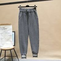 Hanas Hlače Ženske čvrste ležerne hlače za pantalone za stoce Sportske vježbe hlače tamno sivo xl