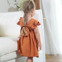 Ljetne haljine za djevojčice mališa djeca sa čvrstim kratkim letećim rukavima Bowknot Tulle Ball haljina