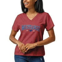 Ženska liga kolegijalna habanje Heatherd Crveni Smu Mustangs Intramural Boyfriend V-izrez majica