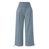 Wavsuf ženske hlače plus veličine širokih nogu visokog uspona plave hlače veličine xl