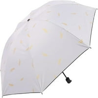 Pozlaćeni perjanski kišobran za sunce i kišu, vjetrovito otporan na sunčanje sklopivi kišobran-bijeli