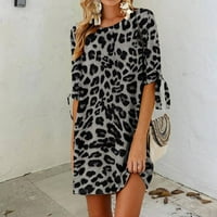Homenesgenics ženske haljine ispod $ XXXL Žene Ljetni modni casual okrugli vrat Poluove rukav Leopard