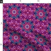 Pamučni sateen stol trkač, 72 - Mandala ljubičasta boemijska boho ružičasta cvjetna perzijska geometrijska tiskana posteljina posteljinu od kašičice