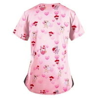 Ženski bluza Bluza Ženski plus kratki rukav modni grafički grafički otisci Ljetne V-izrezne majice Pink