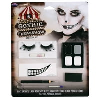 Zabavni svjetski Halloween Gothic FreakShow komplet za šminku, bijela crna