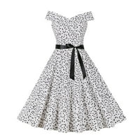 PXiakgy ženska vintage haljina 1950-ih retro ručna haljina za zabavu bez rukava bijela + xl