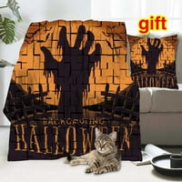 Halloween pokrivač s jastukom, magloviti pokrivač za Halloween za dekor koledž za spavaću sobu, 145,52x59